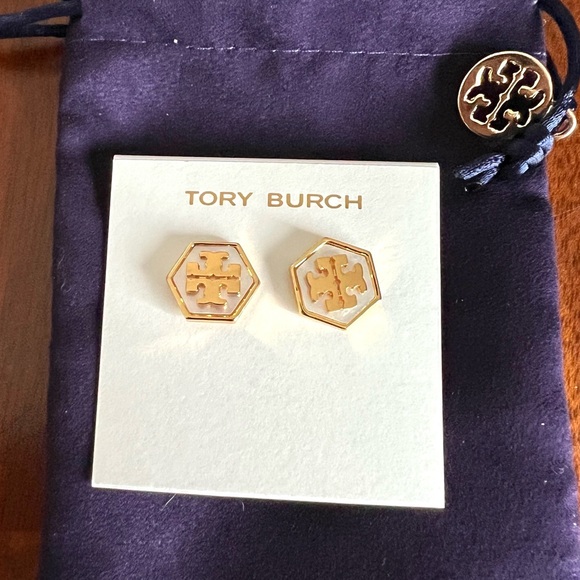 Tory Burch Jewelry - NWT Tory Burch Kira Hexagonal Stud Earrings MOP